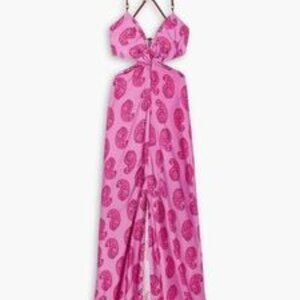 NWT VIX Paula Hermanny Leela Cutout Open-back Printed Dress Women Size Med